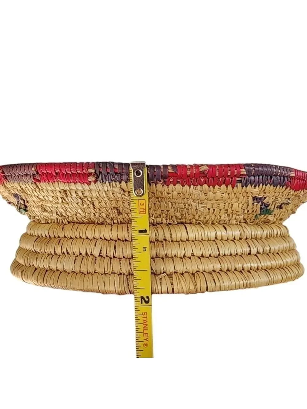 Vintage hand woven basket bowl with platform base southwest native